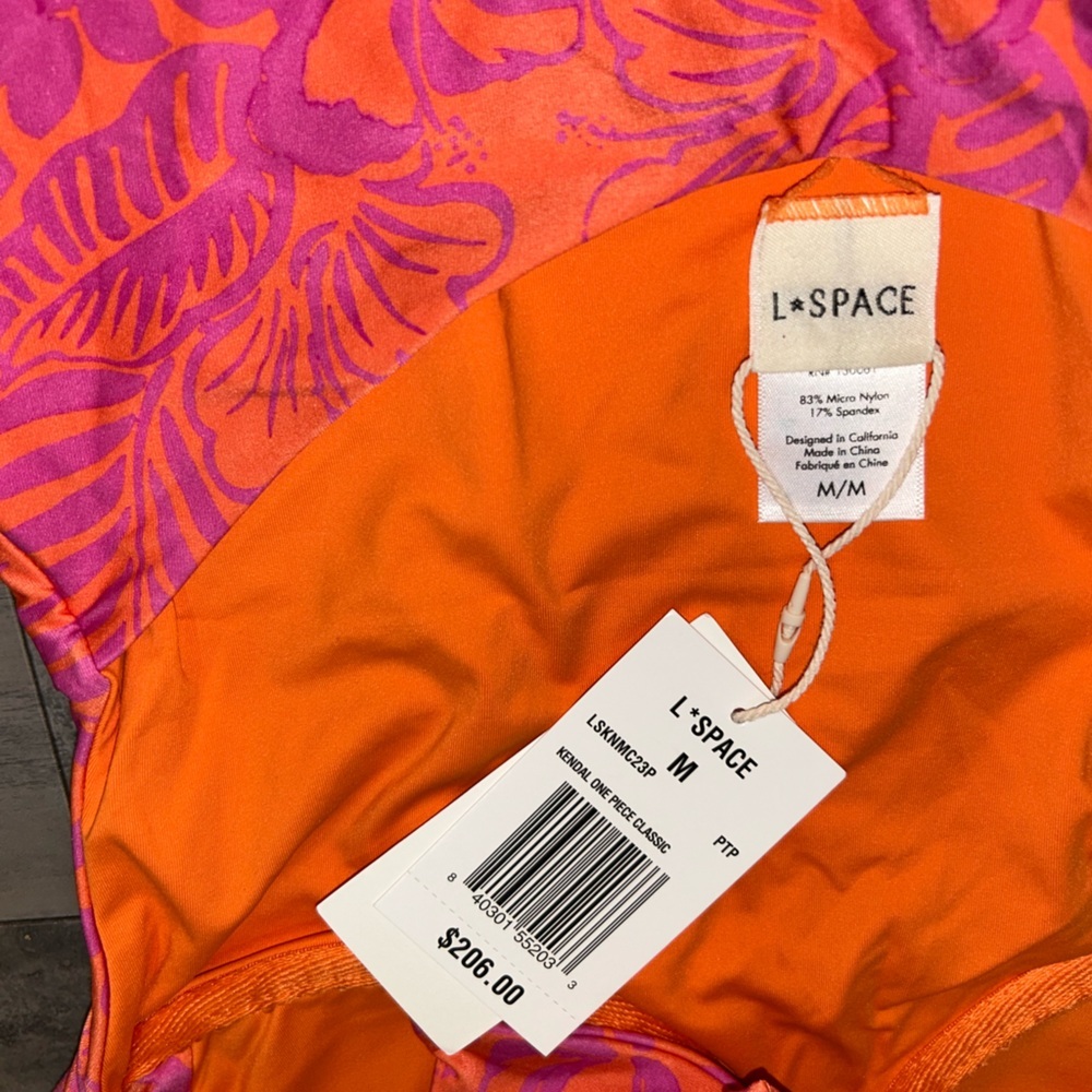 L*Space Pink and Orange Floral One Piece Swimsuit NWT - Picture 9 of 9